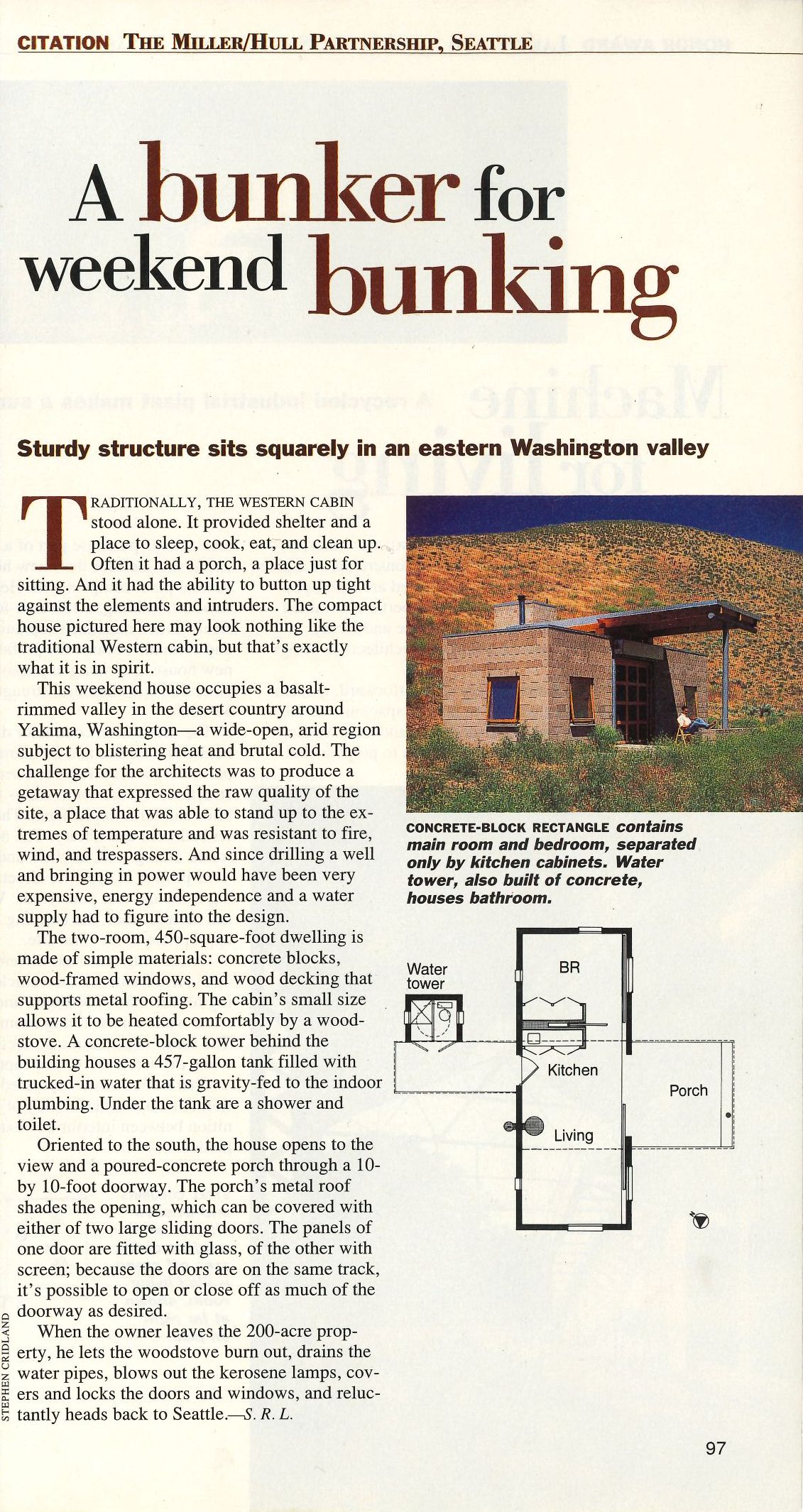Sunset magazine cabin article with floor plan