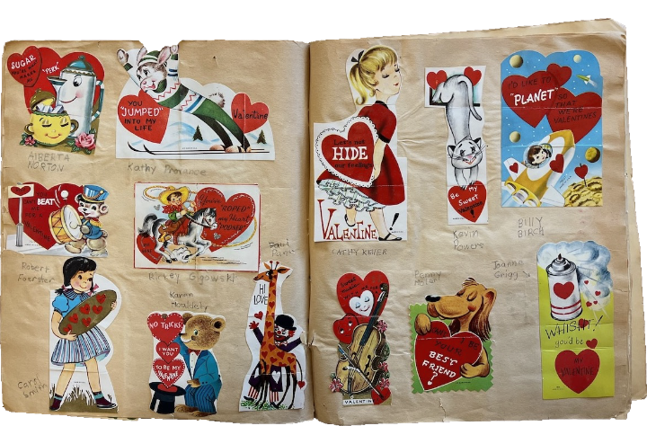 Photo of 1960’s era valentine scrapbook by Tieton artist and City Council member Nancy Newberry