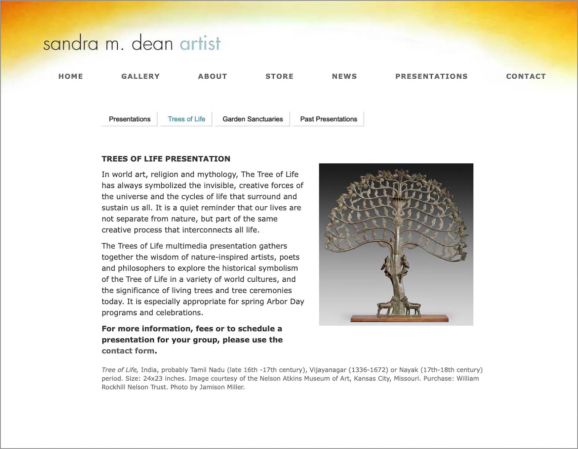 Image of Trees of Life Presentation web page