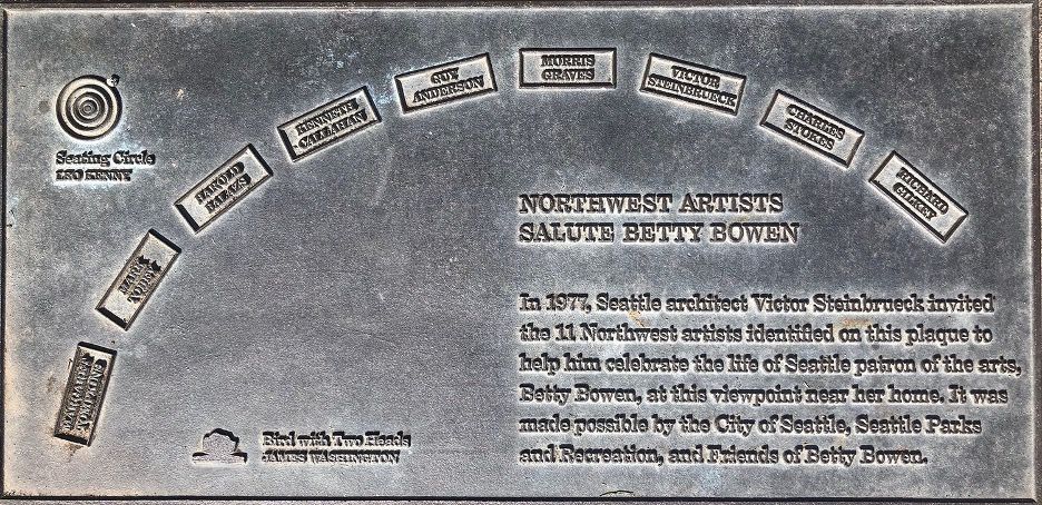 Photo of plaque — Northwest Artists Salute Betty Bowen