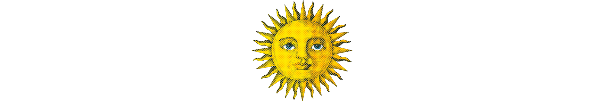 Graphic of sun with face